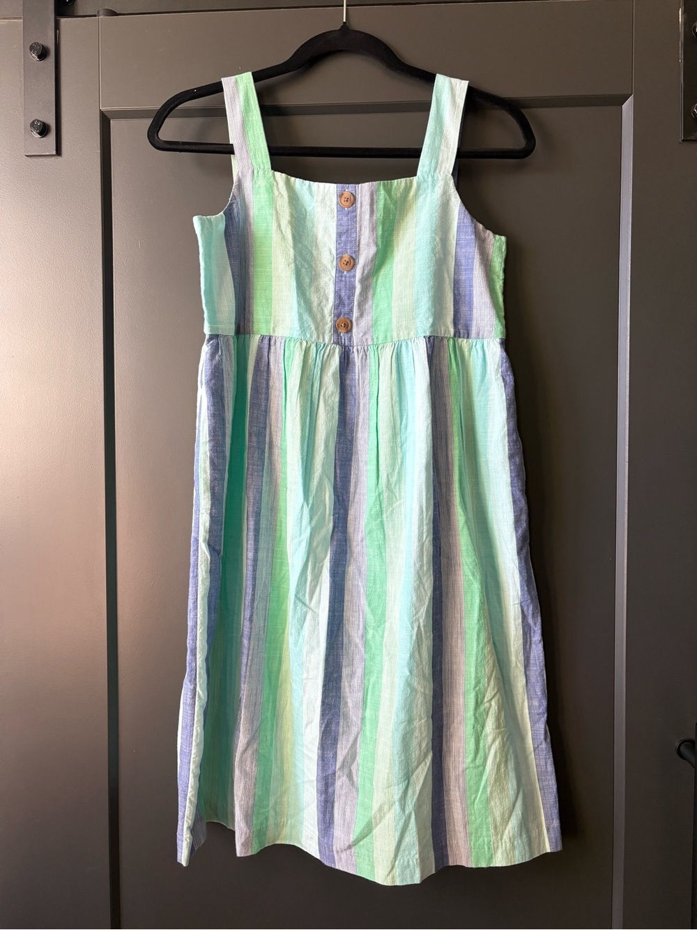 Talbots Mint Green & Light Blue Striped Midi 100% Cotton Sundress